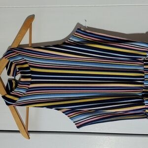 Eye Candy- Womens Multi-Color Striped High neck Jumpsuit 60's 70's Sz.Medium